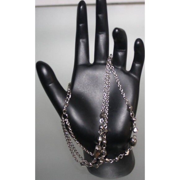 Silver Beaded Triple Strand Bracelet Boho Women's Fashion Jewelry NWOT - Picture 4 of 4